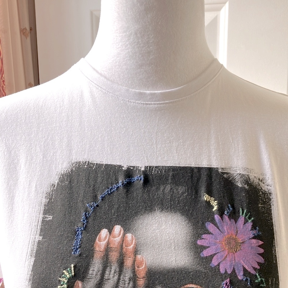 Desigual Arty Backstitching T-Shirt White/Graphic Design Size L - Picture 4 of 8